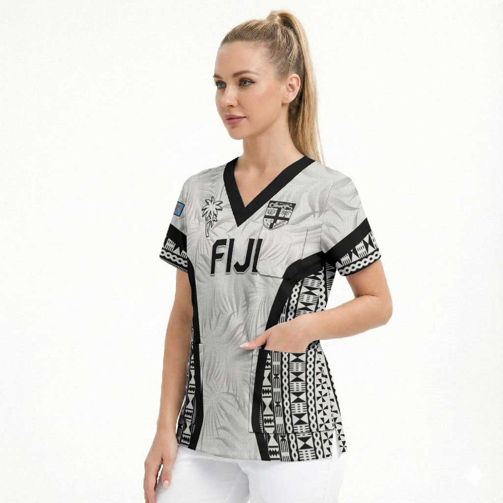 Custom Fiji 2026 Rugby Scrub Top Fijian Tapa Pattern
