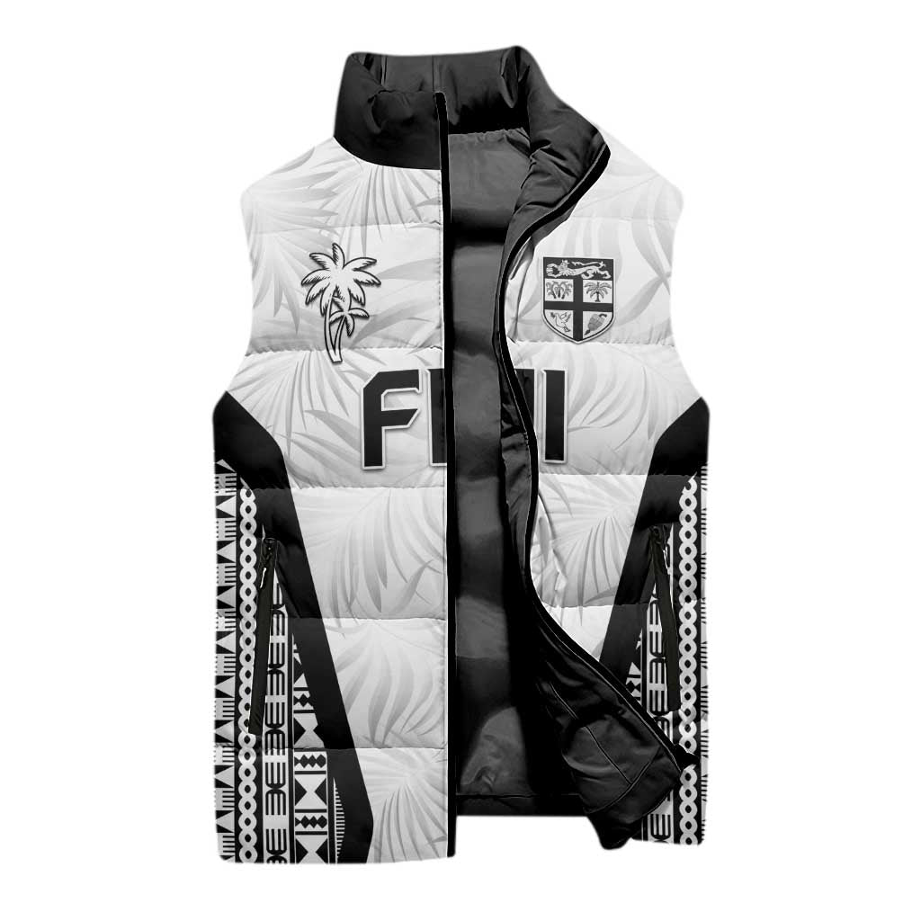 Custom Fiji 2026 Rugby Sleeveless Puffer Jacket Fijian Tapa Pattern