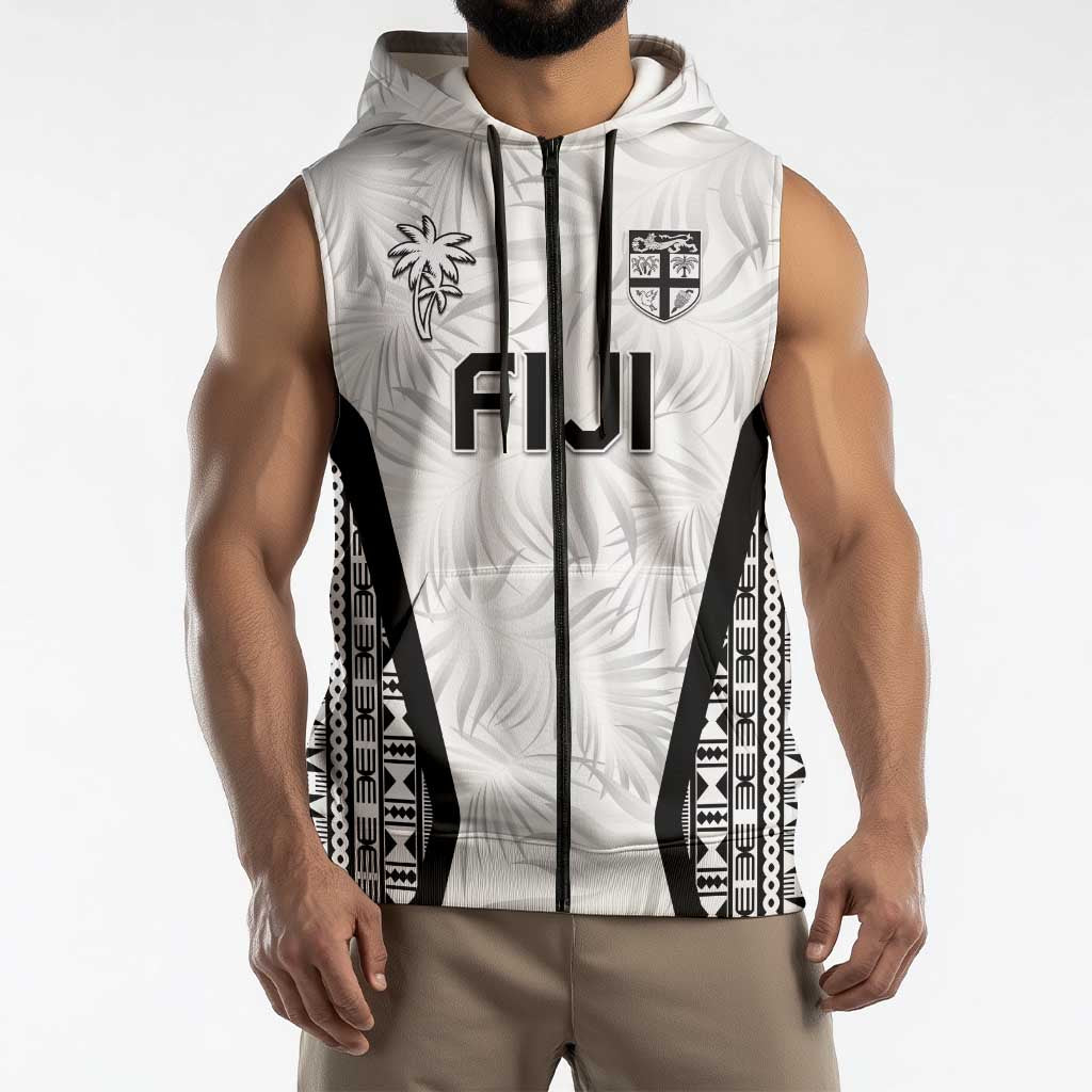 Custom Fiji 2026 Rugby Sleeveless Zip Hoodie Fijian Tapa Pattern