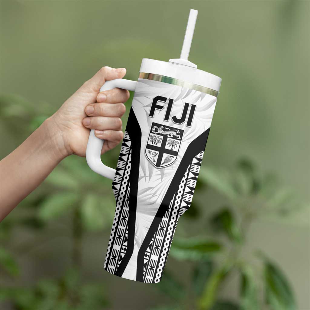 Custom Fiji 2026 Rugby Tumbler With Handle Fijian Tapa Pattern