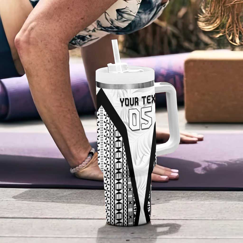 Custom Fiji 2026 Rugby Tumbler With Handle Fijian Tapa Pattern