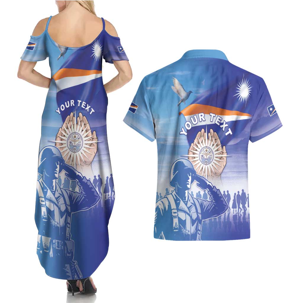 Personalised Marshall Islands Remembrance Day Couples Matching Summer Maxi Dress and Hawaiian Shirt We Will Always Remember