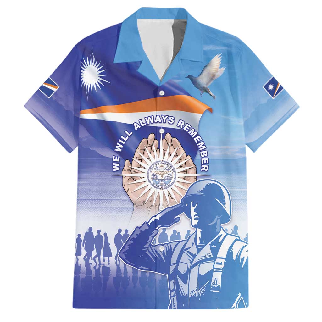 Personalised Marshall Islands Remembrance Day Family Matching Off Shoulder Maxi Dress and Hawaiian Shirt We Will Always Remember