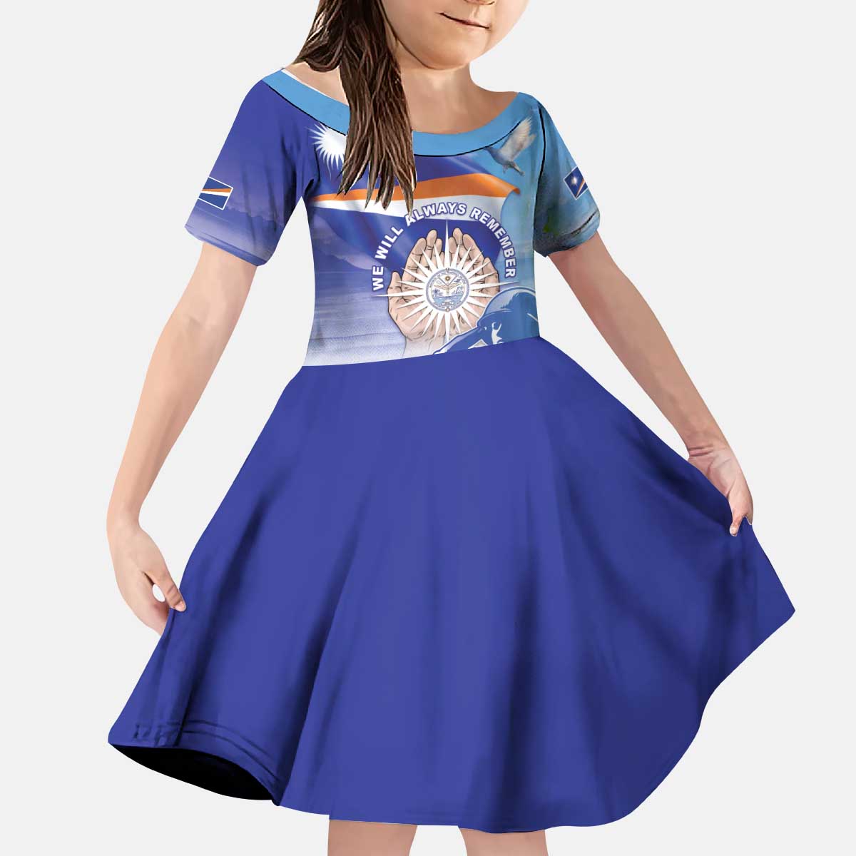 Personalised Marshall Islands Remembrance Day Kid Short Sleeve Dress We Will Always Remember