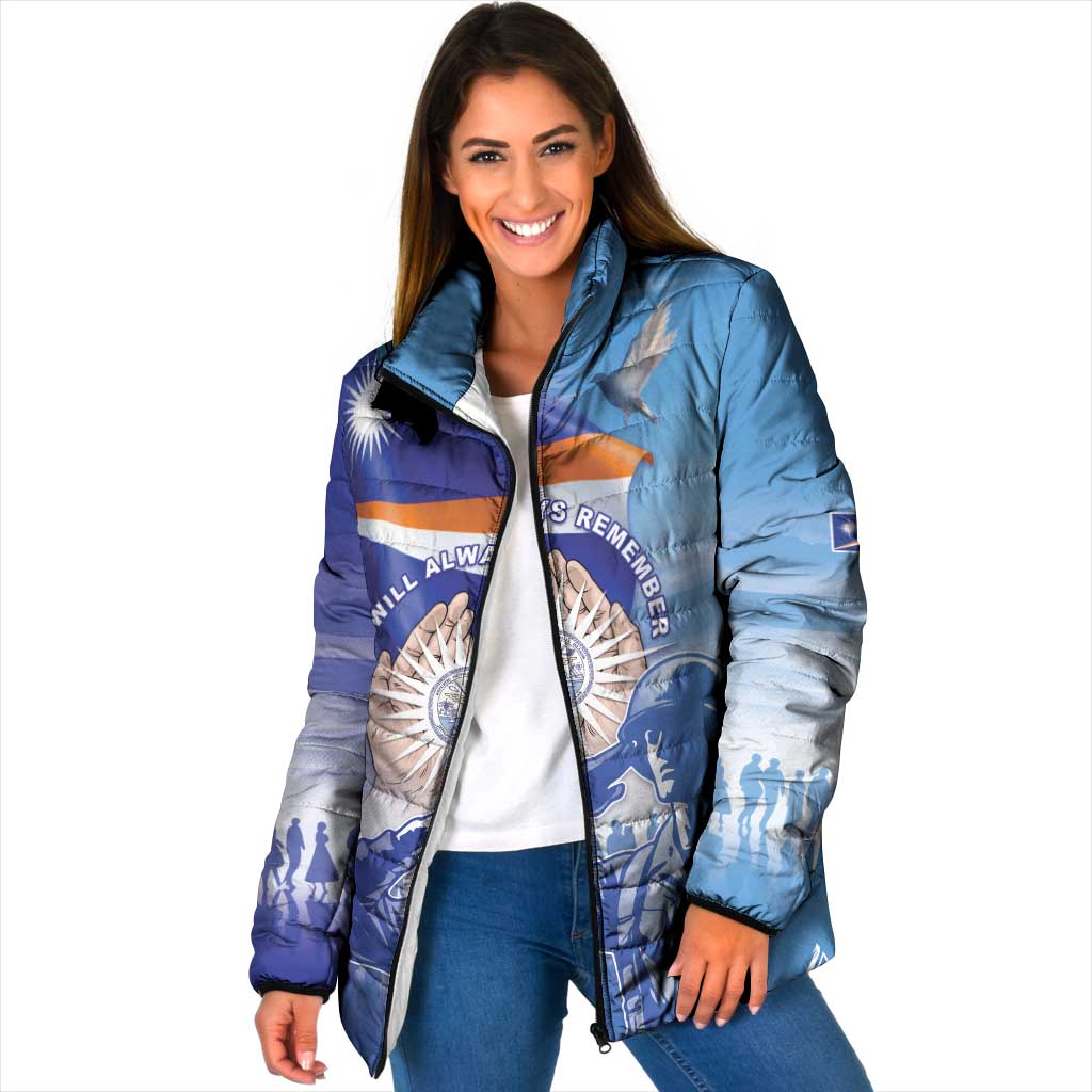 Personalised Marshall Islands Remembrance Day Padded Jacket We Will Always Remember