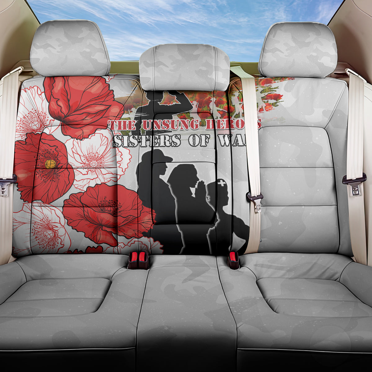New Zealand ANZAC Day Back Car Seat Cover The Unsung Heroes Sisters of War LT05 One Size White - Polynesian Pride