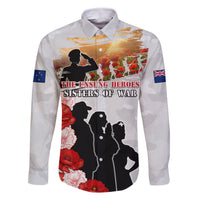 New Zealand ANZAC Day Family Matching Off Shoulder Maxi Dress and Hawaiian Shirt The Unsung Heroes Sisters of War LT05 Dad's Shirt - Long Sleeve White - Polynesian Pride