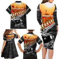 New Zealand ANZAC Rugby Family Matching Long Sleeve Bodycon Dress and Hawaiian Shirt Soldier Fern With Kiwi Bird LT05 - Polynesian Pride