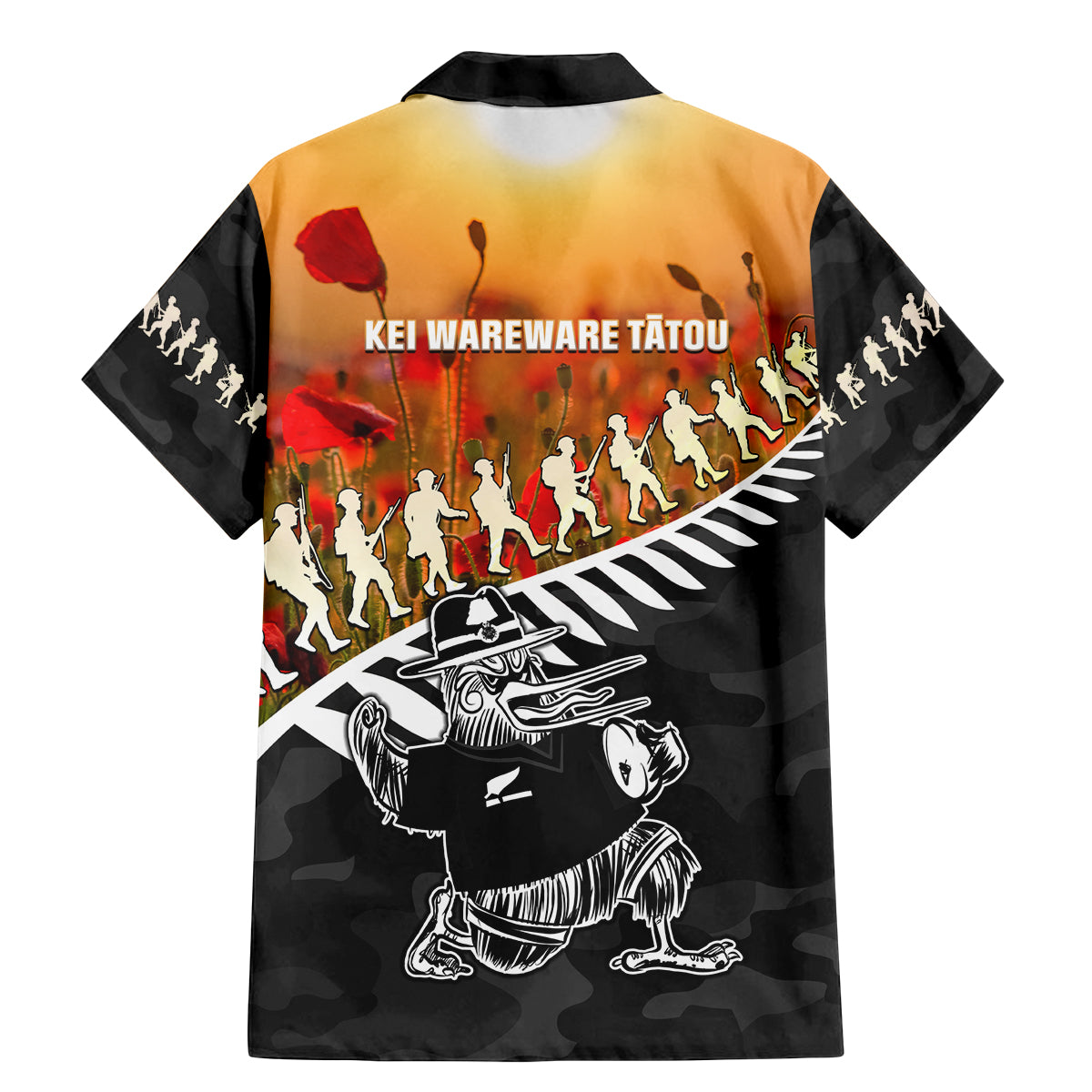 New Zealand ANZAC Rugby Family Matching Mermaid Dress and Hawaiian Shirt Soldier Fern With Kiwi Bird LT05 - Polynesian Pride