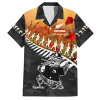 New Zealand ANZAC Rugby Family Matching Off The Shoulder Long Sleeve Dress and Hawaiian Shirt Soldier Fern With Kiwi Bird LT05 Dad's Shirt - Short Sleeve Black - Polynesian Pride