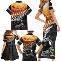 New Zealand ANZAC Rugby Family Matching Short Sleeve Bodycon Dress and Hawaiian Shirt Soldier Fern With Kiwi Bird LT05 - Polynesian Pride