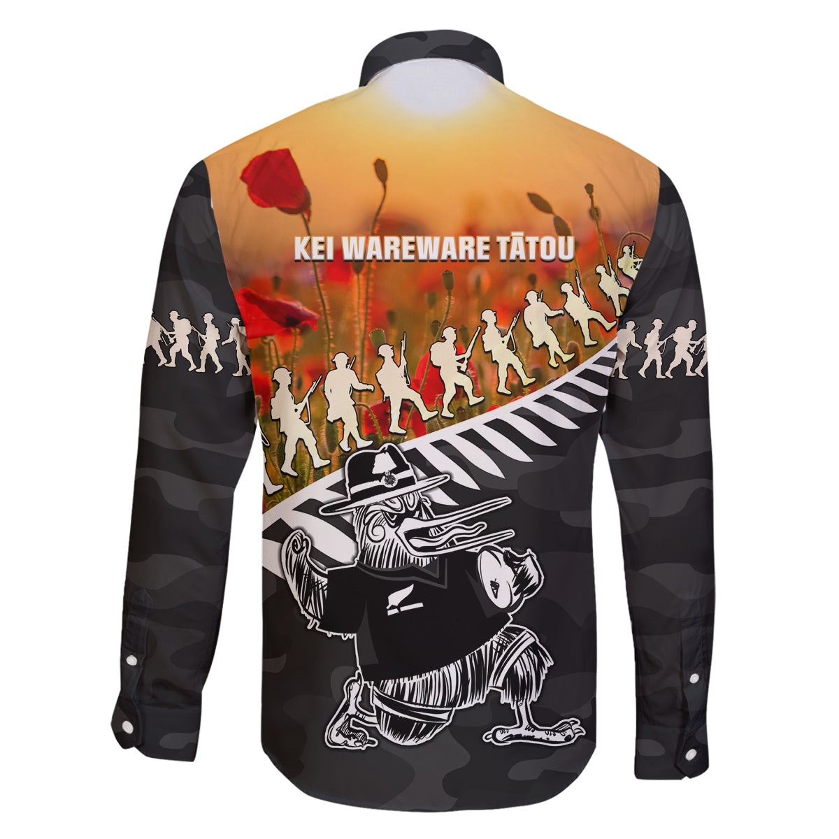 New Zealand ANZAC Rugby Family Matching Tank Maxi Dress and Hawaiian Shirt Soldier Fern With Kiwi Bird LT05 - Polynesian Pride