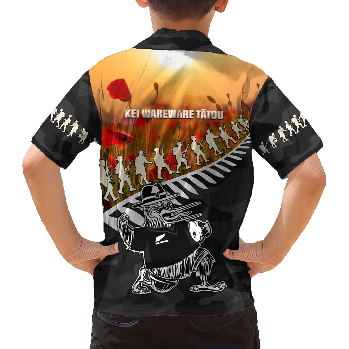 New Zealand ANZAC Rugby Hawaiian Shirt Soldier Fern With Kiwi Bird LT05 - Polynesian Pride