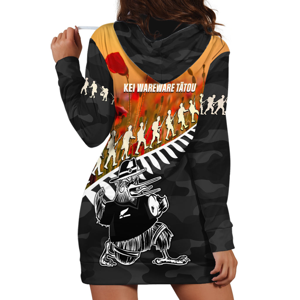 New Zealand ANZAC Rugby Hoodie Dress Soldier Fern With Kiwi Bird LT05 - Polynesian Pride