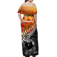 New Zealand ANZAC Rugby Off Shoulder Maxi Dress Soldier Fern With Kiwi Bird LT05 - Polynesian Pride