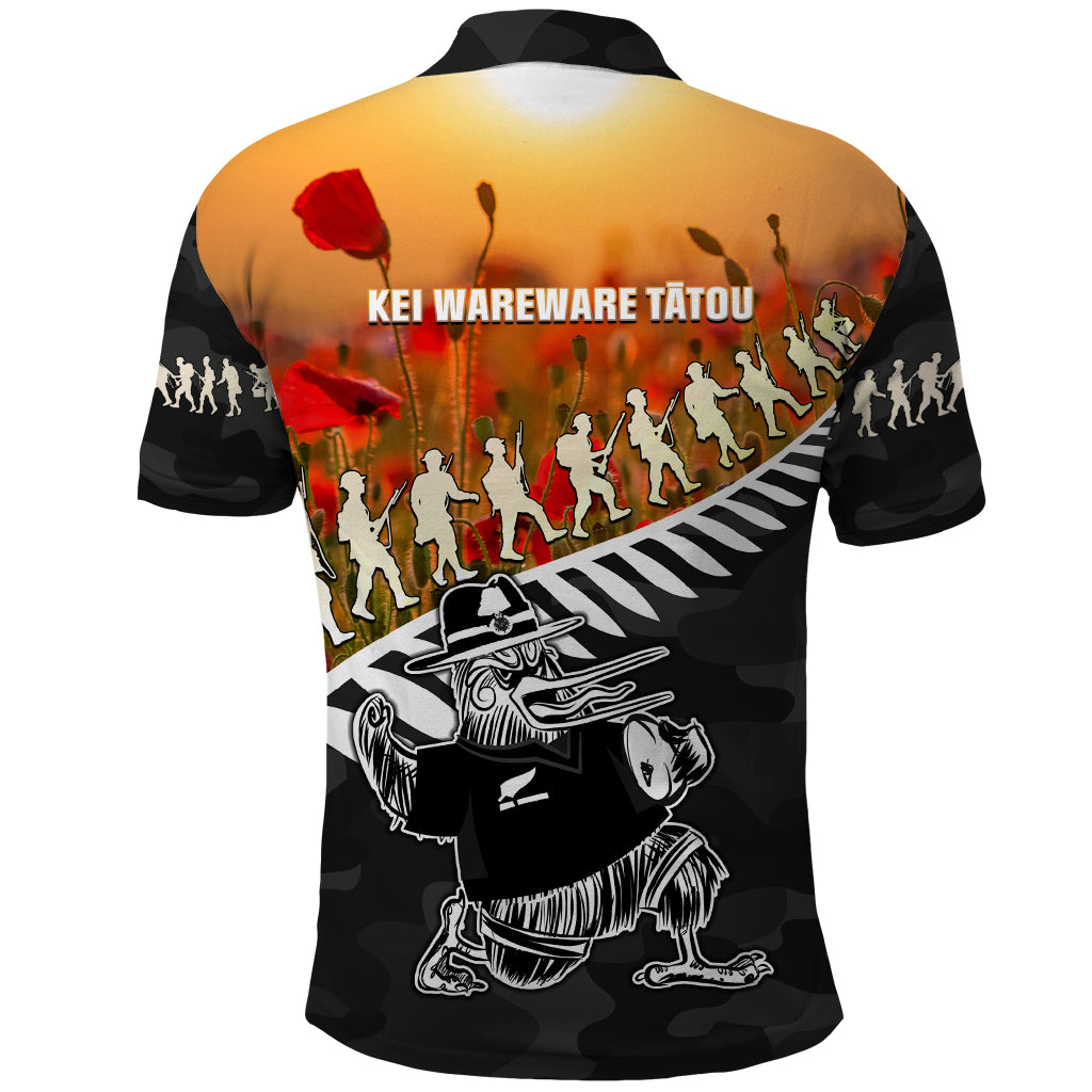 New Zealand ANZAC Rugby Polo Shirt - Soldier Fern With Kiwi Bird LT05 - Polynesian Pride