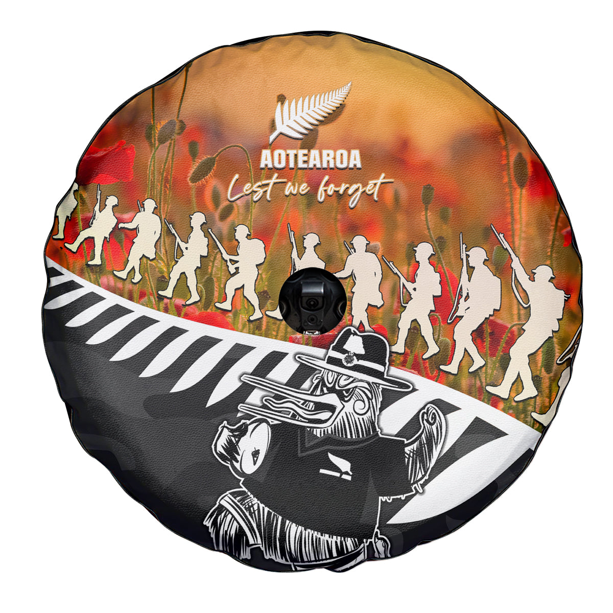 New Zealand ANZAC Rugby Spare Tire Cover Soldier Fern With Kiwi Bird LT05 - Polynesian Pride