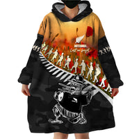 New Zealand ANZAC Rugby Wearable Blanket Hoodie Soldier Fern With Kiwi Bird LT05 - Polynesian Pride