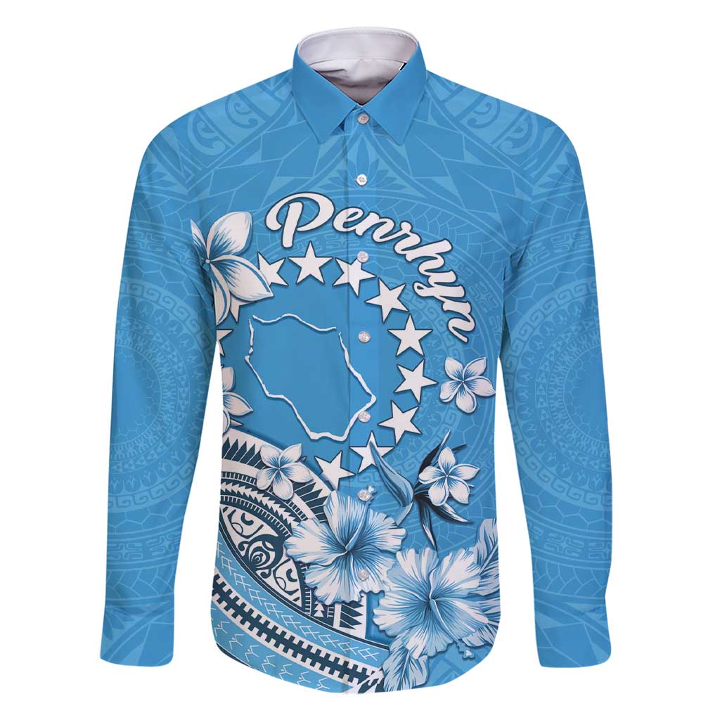 Personalised Penrhyn Gospel Day Family Matching Short Sleeve Bodycon Dress and Hawaiian Shirt Cook Islands Tribal Pattern LT05 Dad's Shirt - Long Sleeve Blue - Polynesian Pride