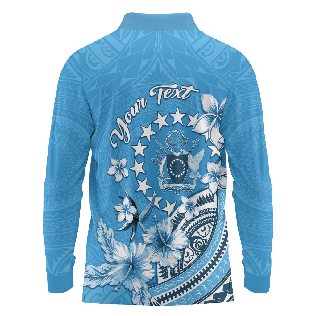 Personalised Penrhyn Gospel Day Long Sleeve Polo Shirt Cook Islands Tribal Pattern