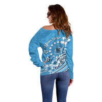 Personalised Penrhyn Gospel Day Off Shoulder Sweater Cook Islands Tribal Pattern