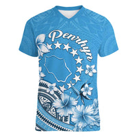 Personalised Penrhyn Gospel Day Women V-Neck T-Shirt Cook Islands Tribal Pattern
