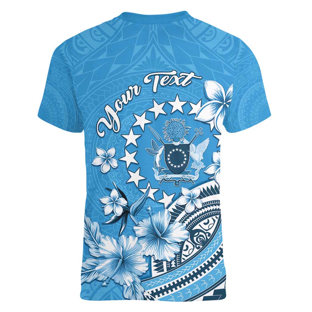 Personalised Penrhyn Gospel Day Women V-Neck T-Shirt Cook Islands Tribal Pattern