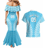 Custom Cook Islands Mauke Couples Matching Mermaid Dress and Hawaiian Shirt Polynesian Tribal Tattoo