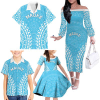 Custom Cook Islands Mauke Family Matching Off The Shoulder Long Sleeve Dress and Hawaiian Shirt Polynesian Tribal Tattoo LT05 - Polynesian Pride