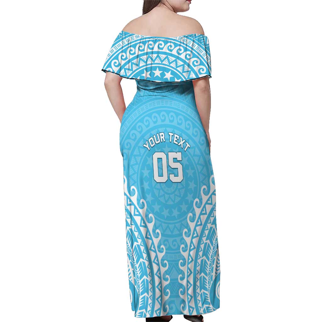 Custom Cook Islands Mauke Family Matching Off Shoulder Maxi Dress and Hawaiian Shirt Polynesian Tribal Tattoo LT05 - Polynesian Pride