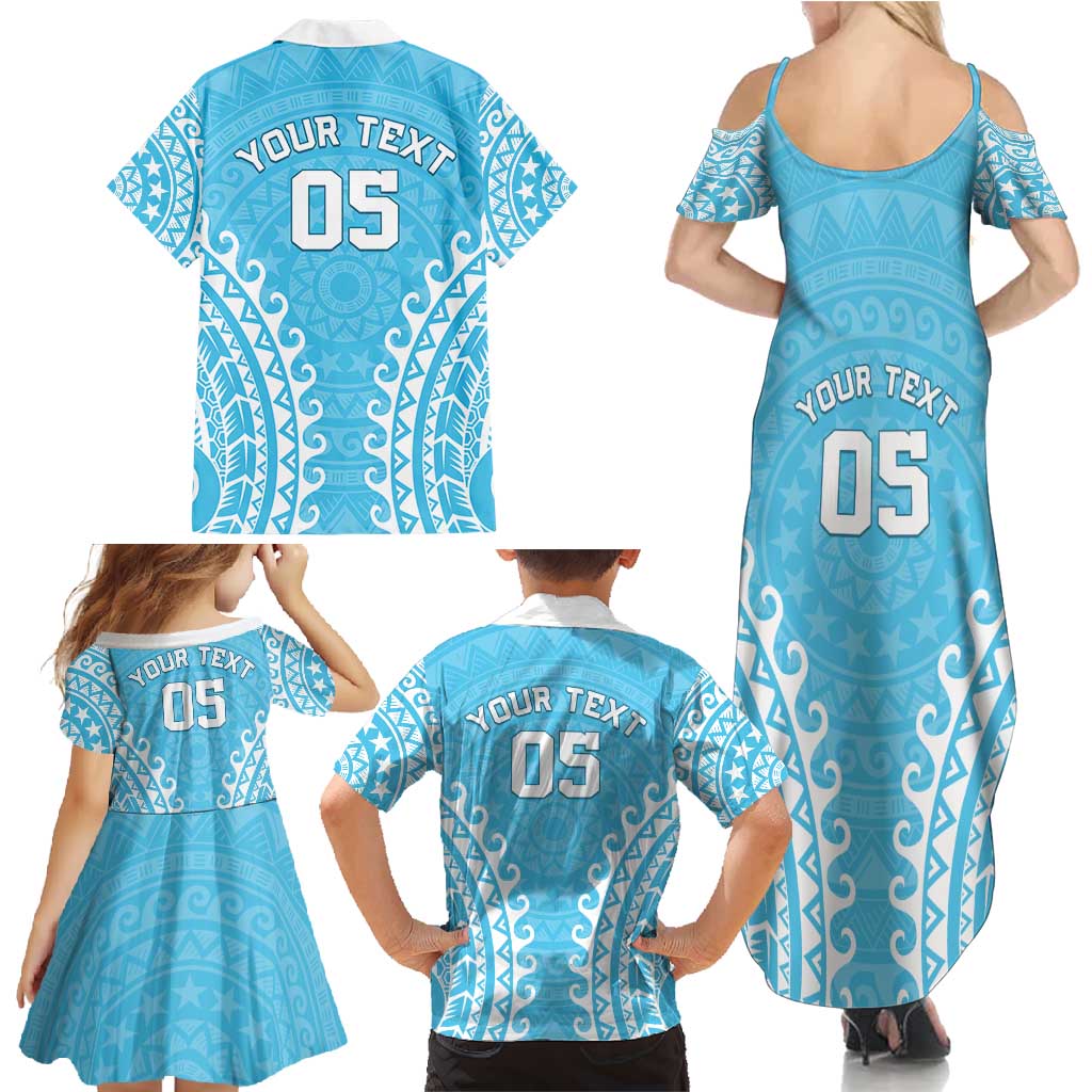 Custom Cook Islands Mauke Family Matching Summer Maxi Dress and Hawaiian Shirt Polynesian Tribal Tattoo LT05 - Polynesian Pride
