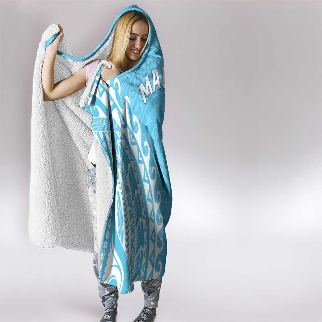 Custom Cook Islands Mauke Hooded Blanket Polynesian Tribal Tattoo