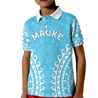 Custom Cook Islands Mauke Kid Polo Shirt Polynesian Tribal Tattoo