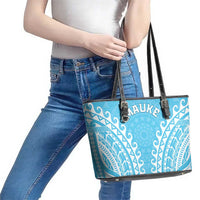 Custom Cook Islands Mauke Leather Tote Bag Polynesian Tribal Tattoo