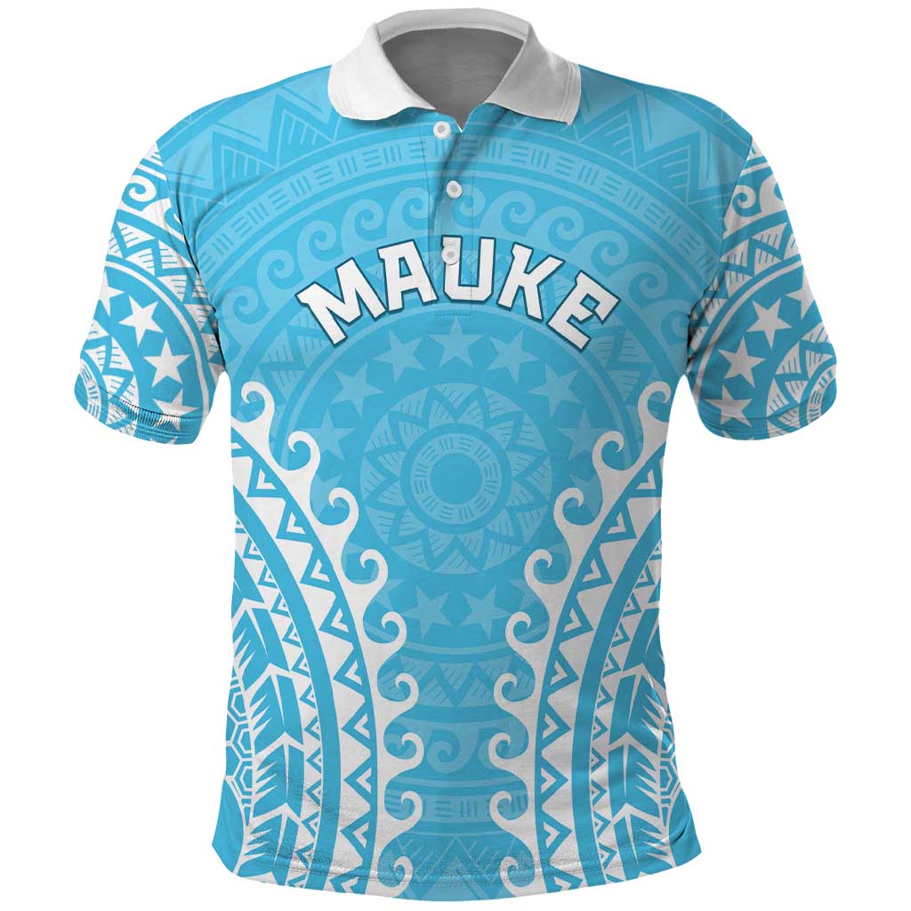 Custom Cook Islands Mauke Polo Shirt Polynesian Tribal Tattoo LT05 Baby Blue - Polynesian Pride