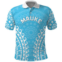 Custom Cook Islands Mauke Polo Shirt Polynesian Tribal Tattoo LT05 Baby Blue - Polynesian Pride