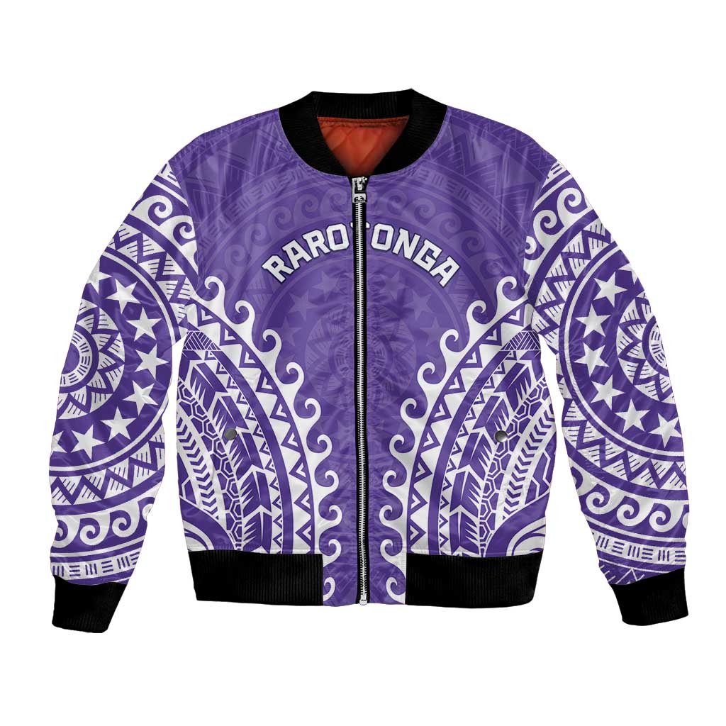 Custom Cook Islands Rarotonga Bomber Jacket Polynesian Tribal Tattoo