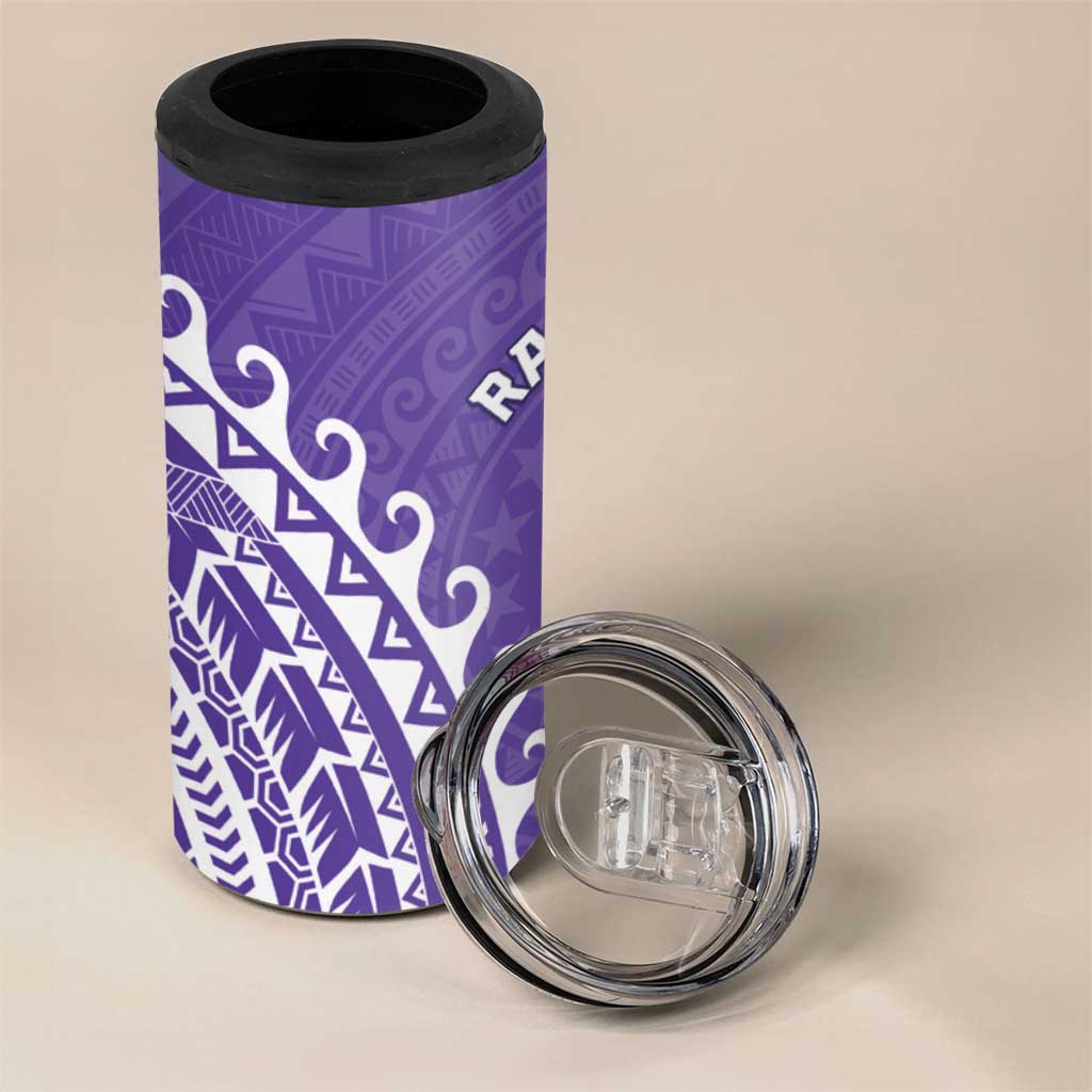 Cook Islands Rarotonga 4 in 1 Can Cooler Tumbler Polynesian Tribal Tattoo