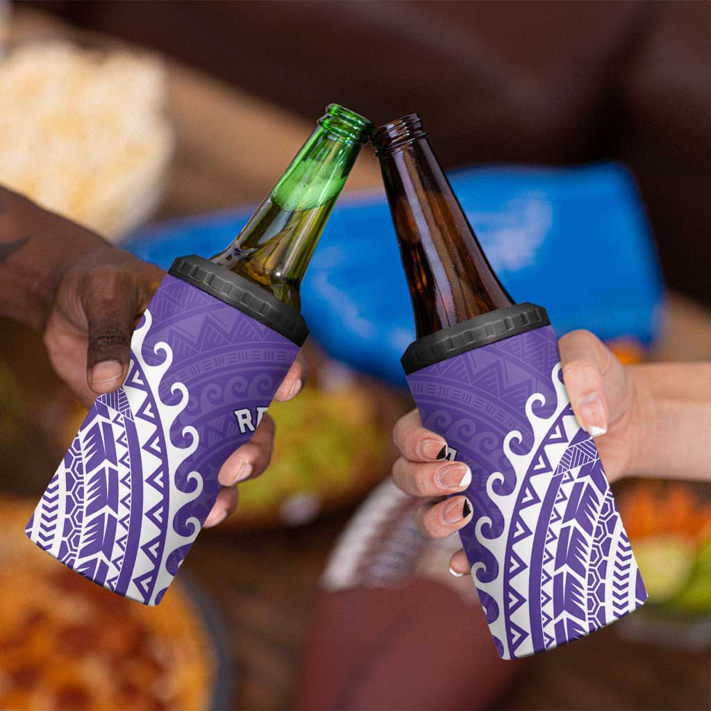 Cook Islands Rarotonga 4 in 1 Can Cooler Tumbler Polynesian Tribal Tattoo