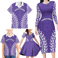 Custom Cook Islands Rarotonga Family Matching Long Sleeve Bodycon Dress and Hawaiian Shirt Polynesian Tribal Tattoo LT05 - Polynesian Pride