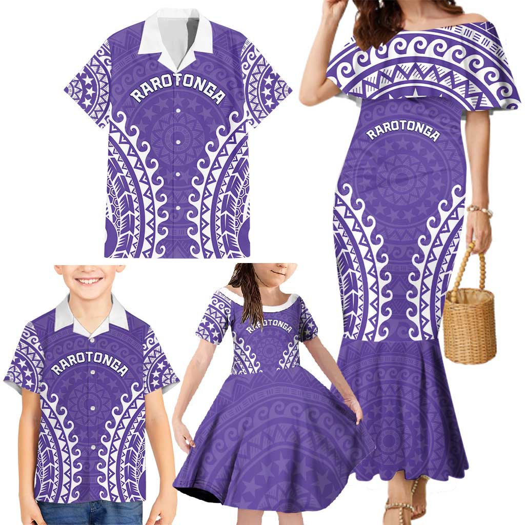 Custom Cook Islands Rarotonga Family Matching Mermaid Dress and Hawaiian Shirt Polynesian Tribal Tattoo LT05 - Polynesian Pride