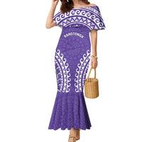 Custom Cook Islands Rarotonga Family Matching Mermaid Dress and Hawaiian Shirt Polynesian Tribal Tattoo LT05 Mom's Dress Purple - Polynesian Pride
