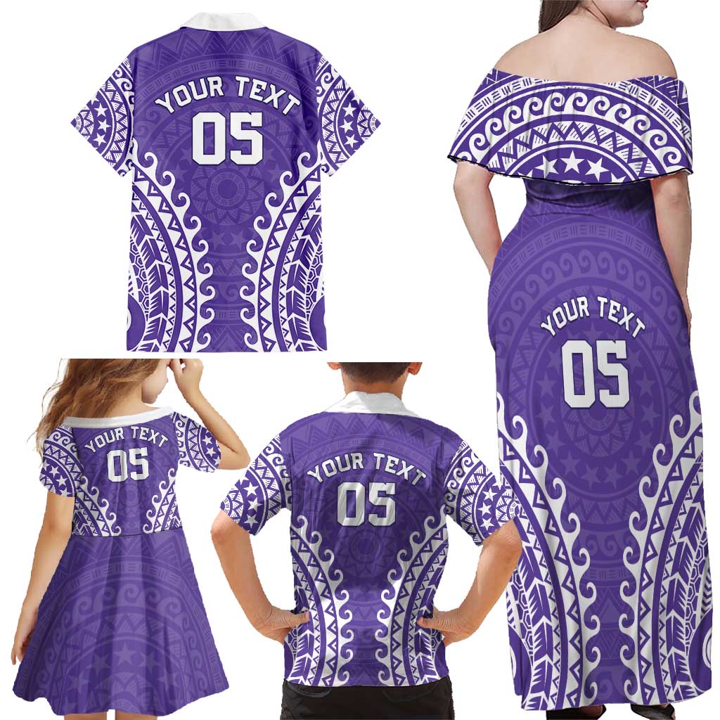 Custom Cook Islands Rarotonga Family Matching Off Shoulder Maxi Dress and Hawaiian Shirt Polynesian Tribal Tattoo LT05 - Polynesian Pride