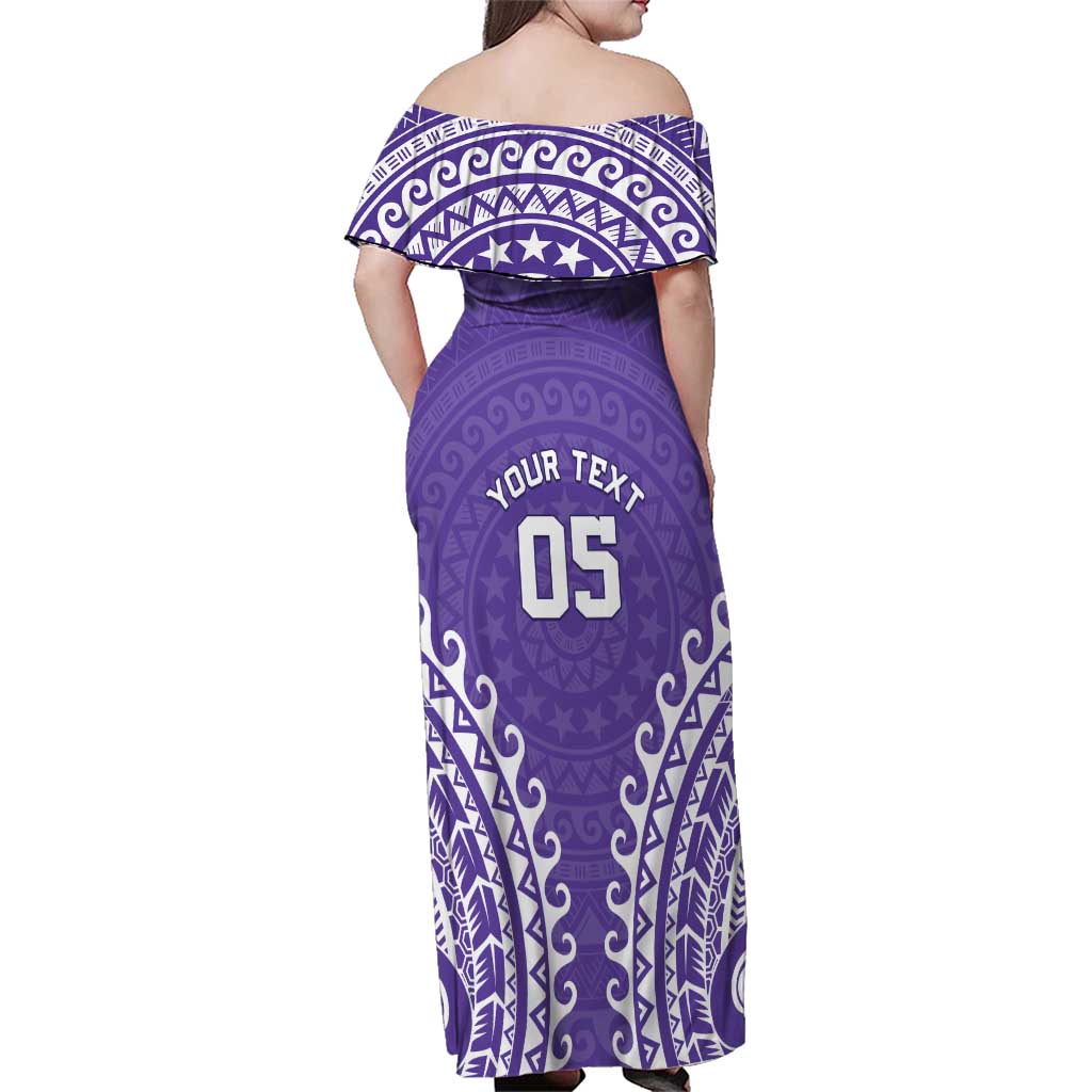 Custom Cook Islands Rarotonga Family Matching Off Shoulder Maxi Dress and Hawaiian Shirt Polynesian Tribal Tattoo LT05 - Polynesian Pride