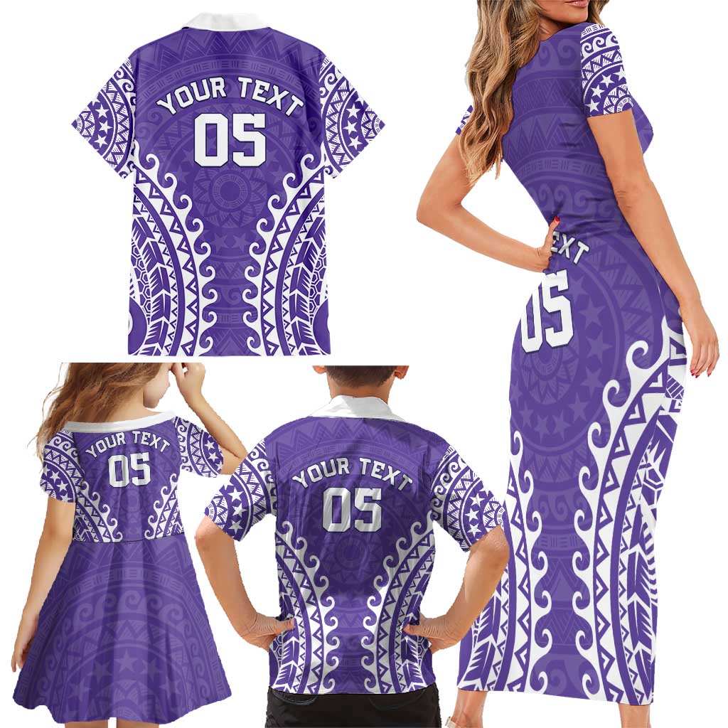 Custom Cook Islands Rarotonga Family Matching Short Sleeve Bodycon Dress and Hawaiian Shirt Polynesian Tribal Tattoo LT05 - Polynesian Pride