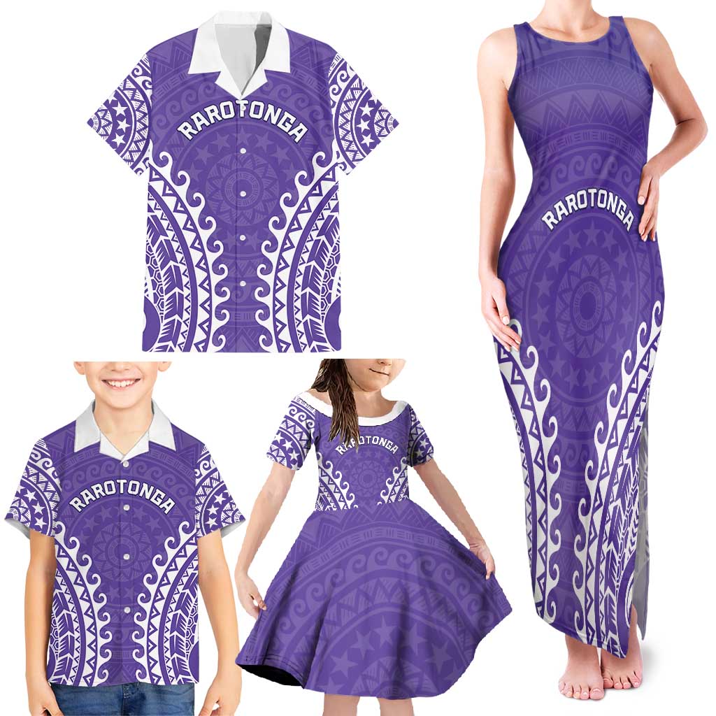 Custom Cook Islands Rarotonga Family Matching Tank Maxi Dress and Hawaiian Shirt Polynesian Tribal Tattoo LT05 - Polynesian Pride