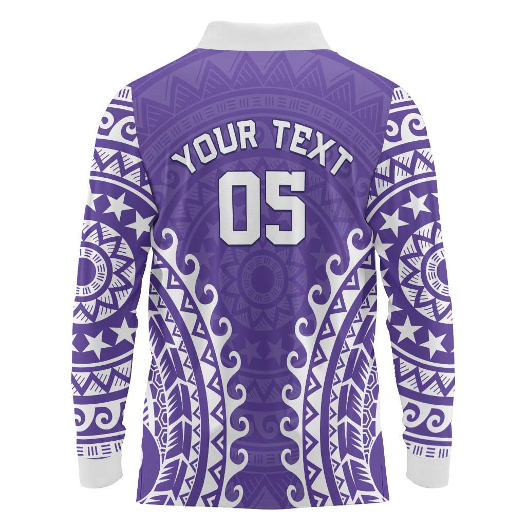 Custom Cook Islands Rarotonga Long Sleeve Polo Shirt Polynesian Tribal Tattoo