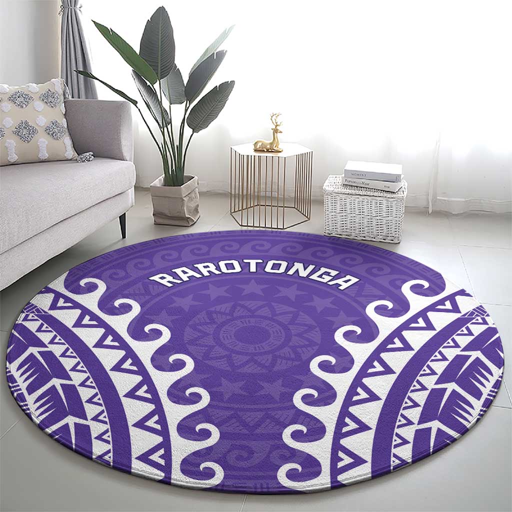 Custom Cook Islands Rarotonga Round Carpet Polynesian Tribal Tattoo