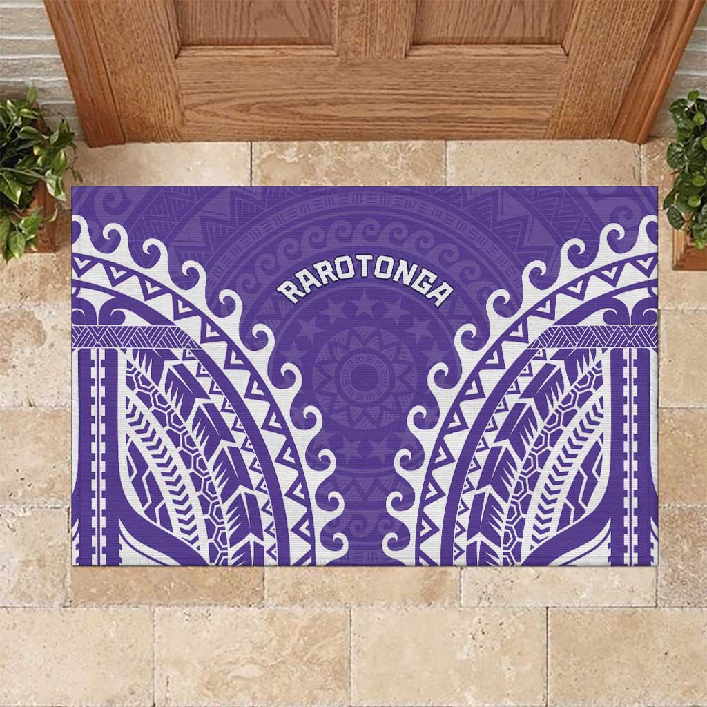 Custom Cook Islands Rarotonga Rubber Doormat Polynesian Tribal Tattoo