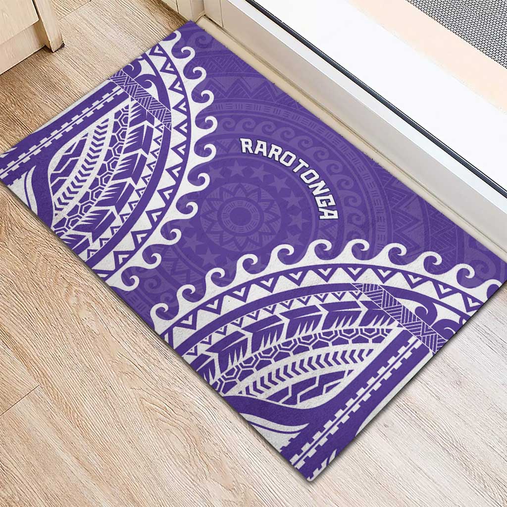 Custom Cook Islands Rarotonga Rubber Doormat Polynesian Tribal Tattoo